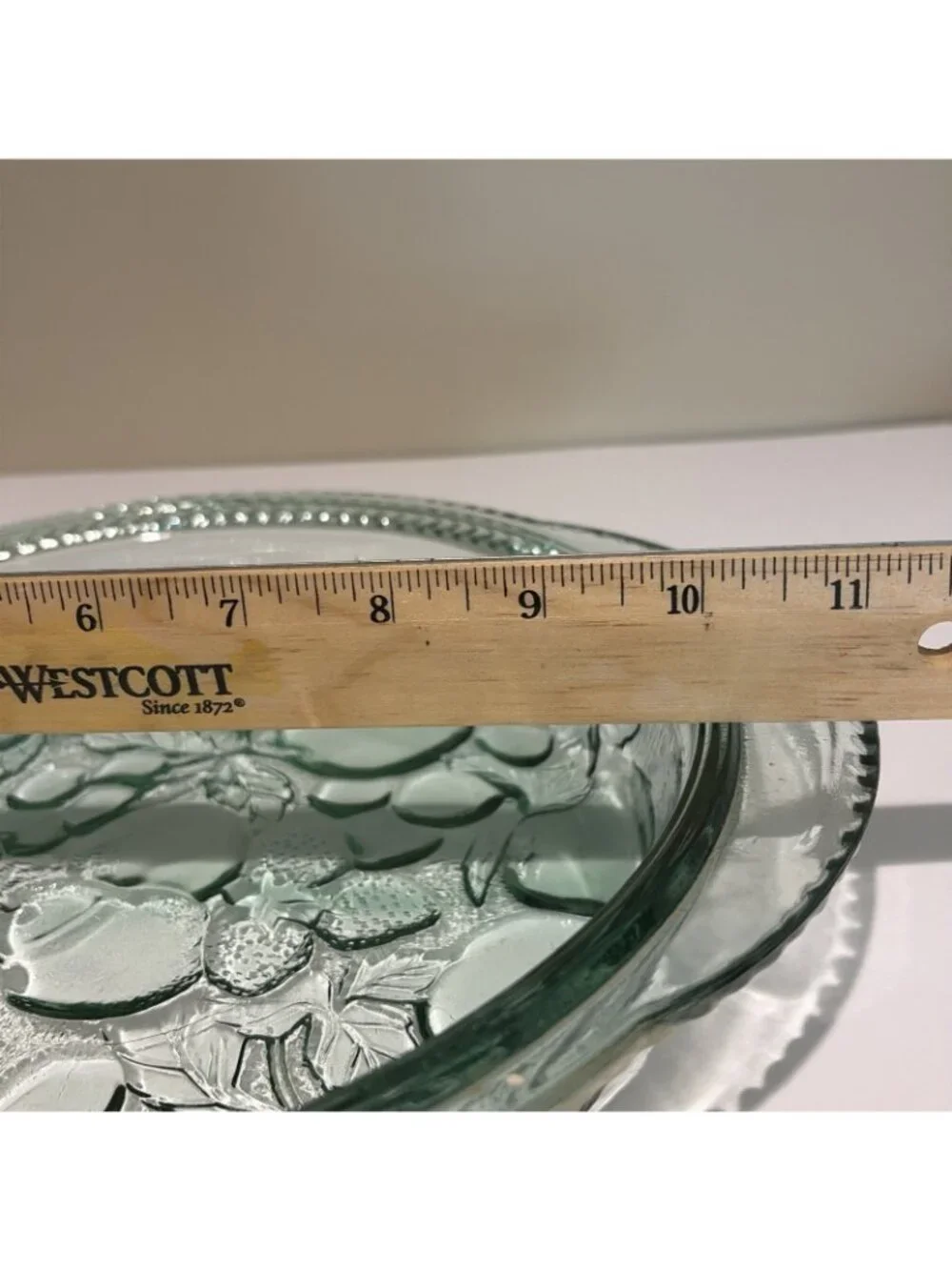 3 Qt Libbey Orchard Fruit Green Glass Casserole Baking Dish W/ Pie Plate Lid